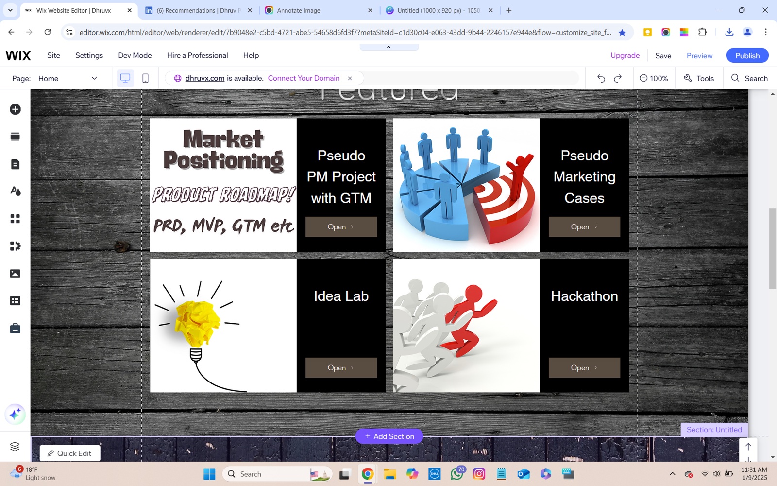The graphics placed in the Featured section in Wix